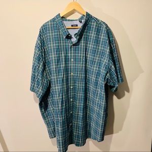 Izod Men’s Plaid Gingham Short Sleeve Button Down
